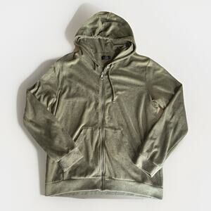 Zara Man Olive Green Zip Up Hoodie Sweatshirt Size XL Streetwear